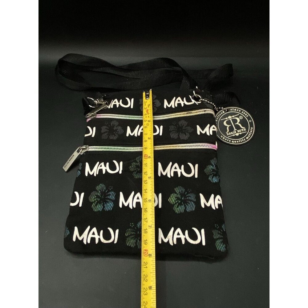 Maui Robin Ruth Purse Bag 2 Zipper Pockets HAWAII Size 8” Black Crossbody - Picture 5 of 8